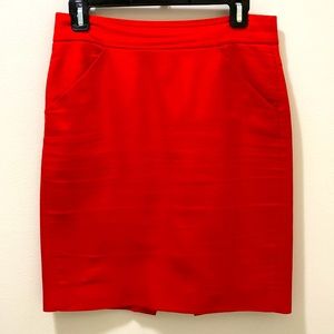 J Crew - The Pencil Skirt in Red/Orange Size 2